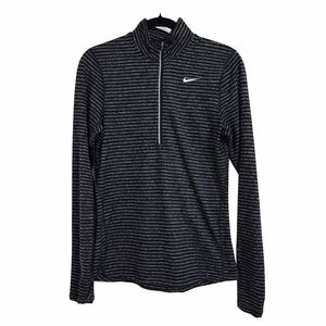 Nike Dri-FIT Running 1/4 Zip Pullover Women’s Small Black Striped Athletic Top